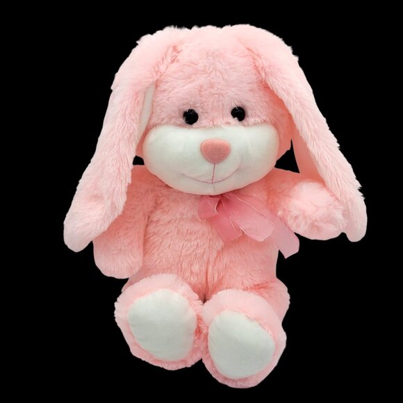 Midwood Brands Bunny Rabbit 16" Pink Stuffed Animal Long Ears Bow Easter - Picture 1 of 8